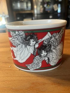 Vintage Enesco Planter Lucy Rigg Angels Christmas Vase Candy 1979 EUC - Picture 1 of 5