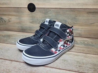 Zapatos de skate Vans para niños sin cordones negros y rojos de carreras talla 4 Foto 1 de 4