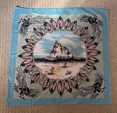Bufanda Bandana Nativa Americana del Suroeste De Colección Hecha en EE. UU. Eagle RN 14193 Foto 1 de 3