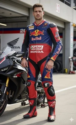 NICKY HAYDEN CASTROL MOTO MOTO MOTO CARRERAS MOTOCICLISTA TRAJE DE CUERO HECHO A MEDIDA Foto 1 de 4