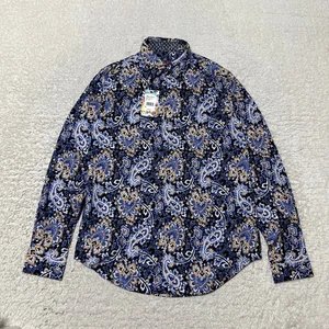 Camisa Robert Graham Hombre Pequeña Azul Marino Cachemira Floral Manga Larga Calce Clásico - Imagen 1 de 14