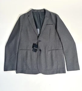 Emporio Armani Men’s Blazer Textured Dark Grey Size 52 Cotton Designer Jacket - Picture 1 of 10