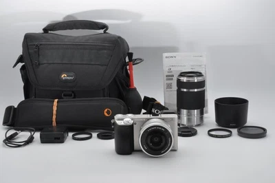 Sony Alpha A6000 (Kit with 16-50mm & 55-210mm Zoom) Silver SC 163 [Mint] from JP - Image 1 of 4