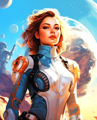 * SALE * 8x10 Photo Art Print Fantasy Girl Space Commander Female Sci-Fi - Image 1 of 2