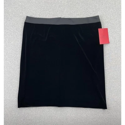 复古 JS Collections 天鹅绒铅笔裙女式 20W 黑色经典华丽优雅 — 第 1/4 张图片