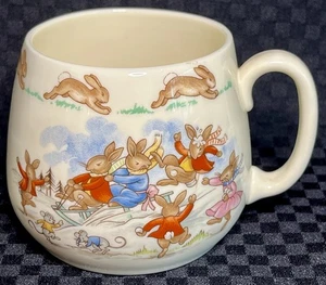 Royal Doulton Bunnykins SLEDDING China Mug 3'' England - Picture 1 of 4