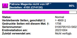 90% voll - Kompatibel Toner für HP 410X (CF413X) LaserJet Tonerkartusche Magenta - Afbeelding 1 van 1