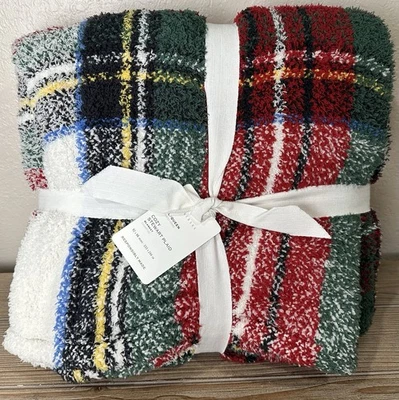Pottery Barn~ Cozy Stewart Plaid Blanket~Full Queen~NEW- Red Multi NEW - Image 1 of 4