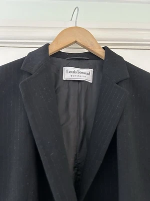 LOUIS FERAUD Jacket Black Wool Mix Stretch Ladies UK12 Pinstriped Ex Condition   - Image 1 of 4