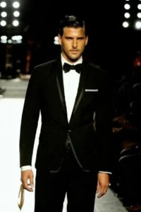 Men Tuxedo Black Velvet Jacket Weddings Christmas Blazer Dinner Party Wear Coat - Foto 1 di 4