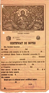 Romania, 1950, Vintage Baptism Certificate - RPR - Picture 1 of 1