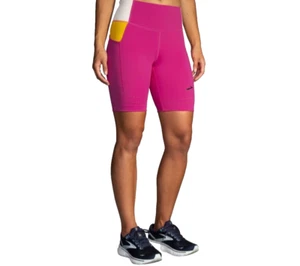 $64 Brooks Women’s Method 8” Tight Shorts - Mauve/Sand/Sundial-Small-New Tag - Picture 1 of 9