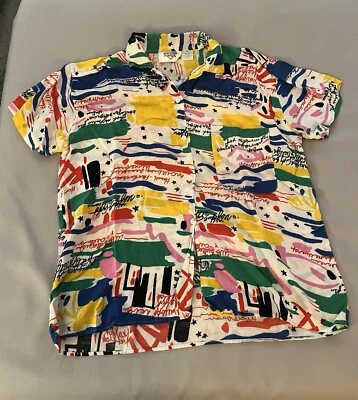 80s vibe Button-Down Short Sleeve Shirt – Lemon Clothing Company – Size Medium - Image 1 of 3