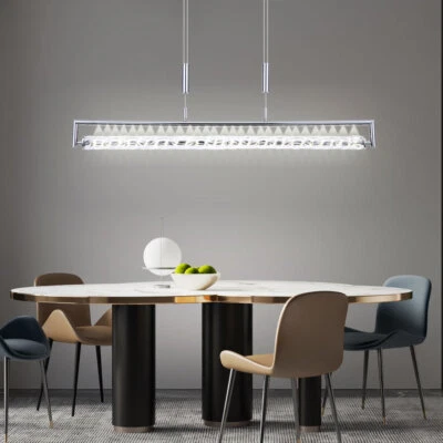 Lampada A Sospensione LED Design A Barra Cromata Regolabile In Altezza H 160 Cm - Immagine 1 di 4