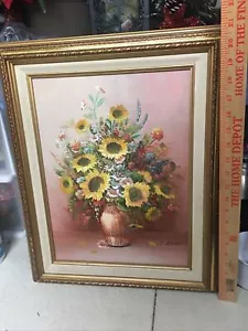 Dipinto di C. BENOLT "GIRASOLI", OLIO SU TELA FIRMATO, UNICO - Foto 1 di 11