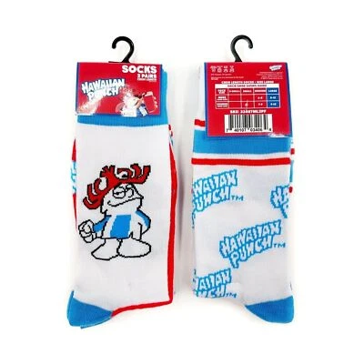 Hawaiian Punch Drink Crew Socks Mens Womens Punchy Mascot 2 Pairs Novelty Gift - Image 1 of 4