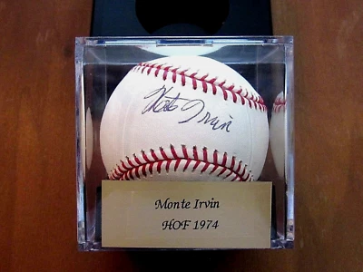 MONTE IRVIN NEW YORK GIANTS HOF SIGNED AUTO BASEBALL PSA/DNA GRADED 9.5 BEAUTY - Image 1 of 3