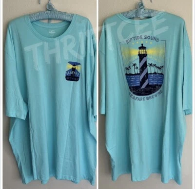 NUEVO CON ETIQUETAS 4XL Izod Agua Salada Marina Elaboración Azul Camiseta Cerveza Faro Náutico Foto 1 de 4