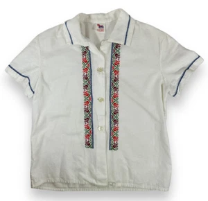 Yugoslavia Handmade Shirt Small Child Size, Traditional Embroidered Needlecraft - Picture 1 of 12