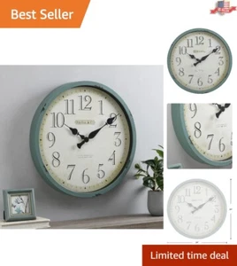 Oversized Vintage Teal Bellamy Wall Clock - Large Coastal Decor - 24 Inches - Picture 1 of 9