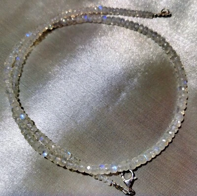 Kette Regenbogen Mondstein - 925 Silber - 55 Karat - 44 cm -Labradorit - - Bild 1 von 4