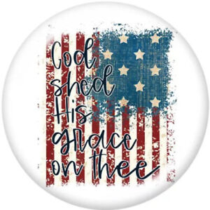 American Flag God Shed His Grace on Thee Glass 18mm Snap Charm For Ginger Snaps