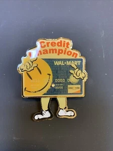 Rare Walmart Credit Champion Lapel Pin Smiley Face Discover Card W/ Moving Legs - Picture 1 of 4