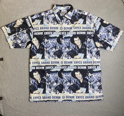 Enyce Shirt Mens XL Blue Cowboy All Over Print Button Up Western Y2K Vintage - Image 1 of 4