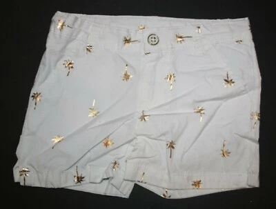 Nuevos Pantalones Cortos Carter's Niñas 5 Años Blanco con Metálico Dorado Palmeras Bolsillos Ajustables Foto 1 de 2