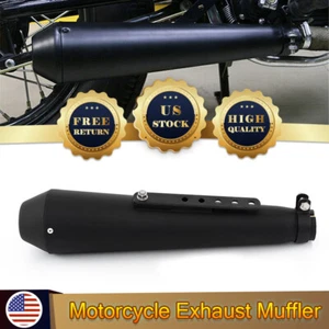Fits For Harley Honda Aprilia Black Cafe Reverse Cone Megaphone Exhaust Pipes US - Picture 1 of 11