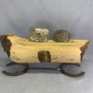 Espositore rustico centrotavola o fibbia trofeo in vero legno di castoro - Foto 1 di 11