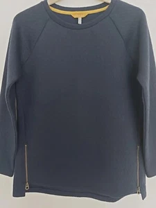 Joules Ladies Lilou Quilted Textured Sweatshirt side zips French Navy Blue 6 - Picture 1 of 7