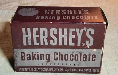 RARE VINTAGE 1940's HERSHEY'S BAKING CHOCOLATE UNSWEETENED EMPTY DISPLAY BOX - Image 1 of 4