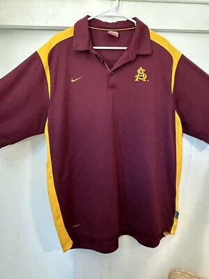 Nike Dri Fit Arizona State Sun Devils Mens L Polo Golf Shirt Maroon - Image 1 of 3