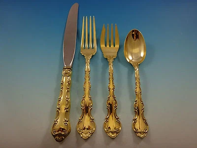 Strasbourg Gold by Gorham Sterling Silver Flatware Service Set For 4 Vermeil - Image 1 of 4