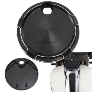 Black Fuel Gas Tank Door Cover Cap Edge Cut For Harley Touring Electra Glide - Picture 1 of 11