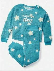 New Justice Girl "made of stars" sherpa pajama set 14 n6 - Picture 1 of 2