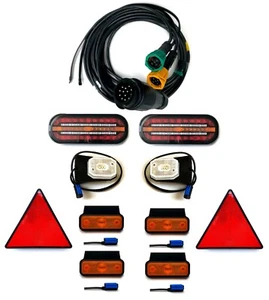 Anhängerbeleuchtung 2x LED Rückleuchte 6x LED Umrissleuchte 13 PIN Kabel 7 m Set - Bild 1 von 17