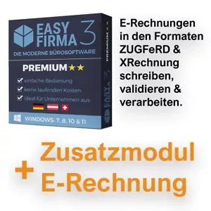 Rechnungsprogramm E-Rechnungen Easyfirma 3 Premium: ZUGFeRD & XRechnung einfach - Bild 1 von 13