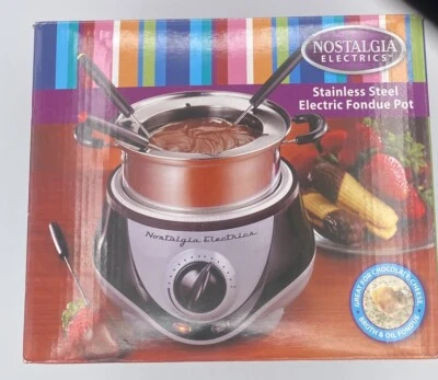 Nostalgic Fondue Pot Electrics Stainless Steel Electric 6 Cup w/ 6 Forks Cottage - Image 1 of 4