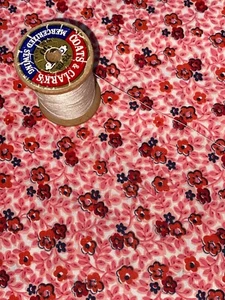 BTHY Vintage Cotton Quilt Fabric Red / Red- Orange Calico 35W #0359 - Picture 1 of 5
