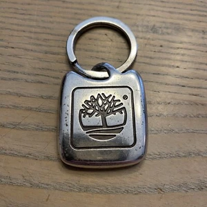 Timberland Silber Metall Schlüsselanhänger Eckig mit Baum Logo - Bild 1 von 6