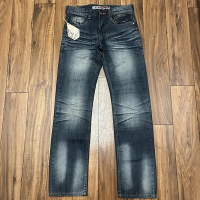 NWT Volcom Baggy Cut Y2K Style Dark Denim Jeans Men’s 30x31 Pocket Designs Faded - Image 1 of 4