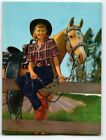 Cowgirl Women Sits On Fence Horse Saddle Art Print 1940&#39;s Western Ranch