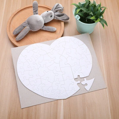20 Sheets White Blank Sublimation Jigsaw Puzzle Heart-Shaped Pearl Puzzle Gift - Image 1 of 4