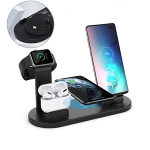 4in1 Wireless For AirPods Apple Watch Charger Stand iPhone Station Dock Charging - Picture 1 of 17