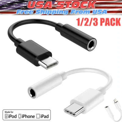 USB-C Type C to 3.5mm AUX Headphone Jack Adapter Lot For iPhone 15/Android Phone