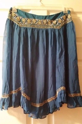 NWT $178 French Connection Size 6 Blue Beaded Skirt - Image 1 of 3