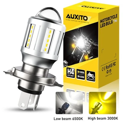 H4 9003 Motorcycle Headlight LED Bulb White/Yellow Dual Color Halogen Replace - Image 1 of 4
