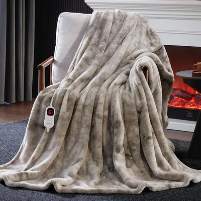 Electric Heated Blanket Fast Heating Plush Throw Cozy Soft Warm Winter Essential - Image 1 of 4